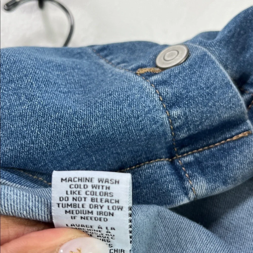 Celebrity Pink Skirt Women XL Blue Button Front A-Line Mini Stretch Denim TC0413